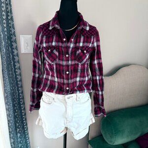 Vanilla Star Red Button Down Flannel Small